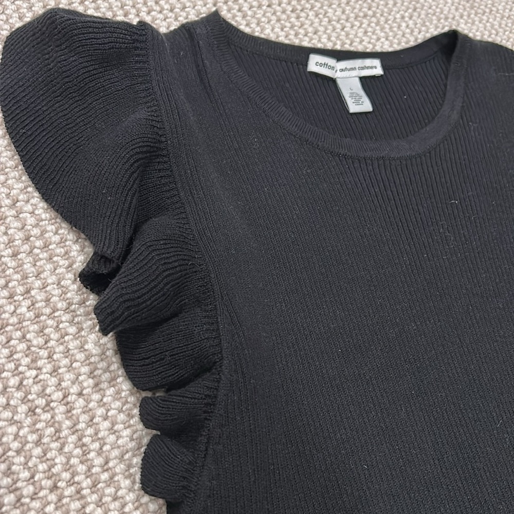Autumn Cashmere Flutter Ruffle Ribber Top Size L - Picture 3 of 3